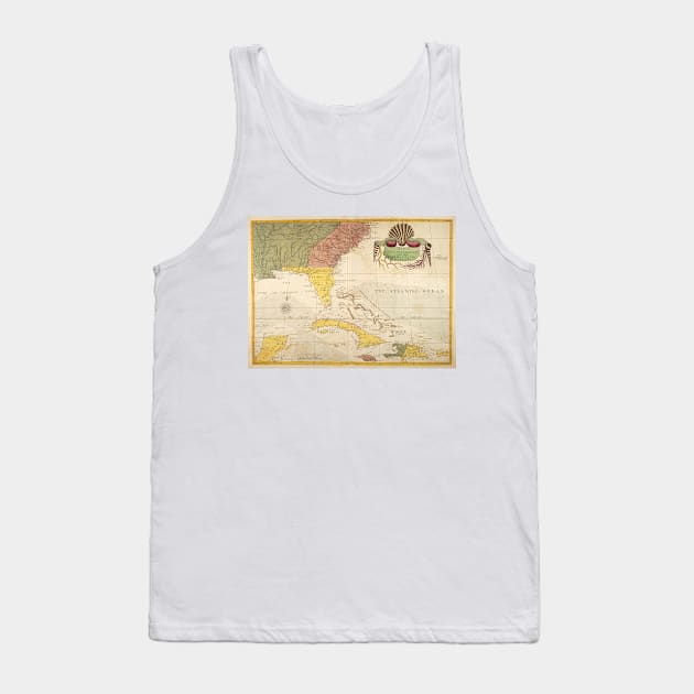 Vintage Map of The Caribbean (1754) Tank Top by Bravuramedia